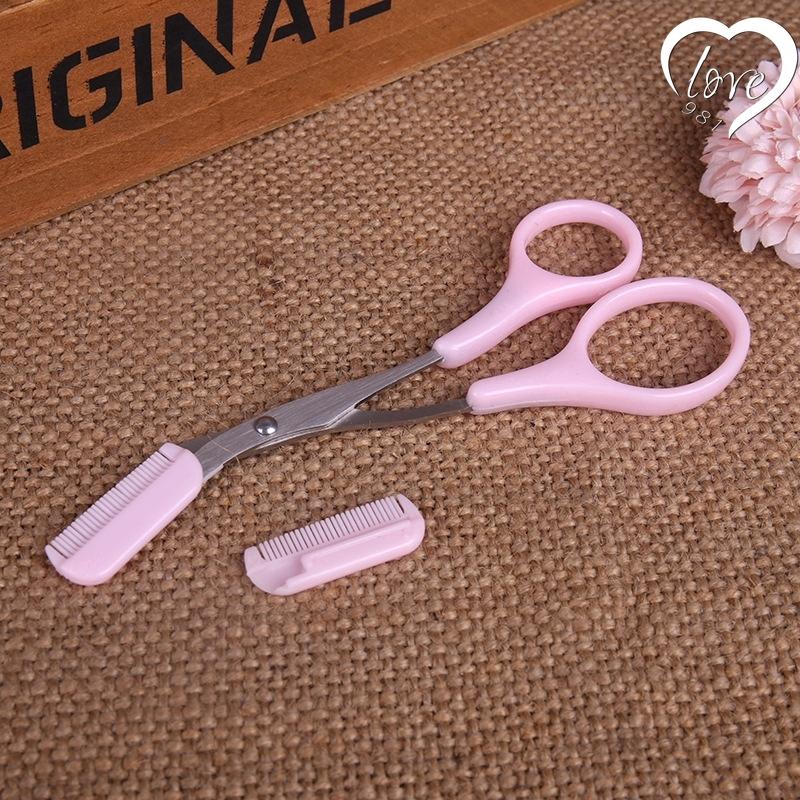 Ferramenta de maquiagem com pente para aparar sobrancelhas e tesoura para aparar sobrancelhas