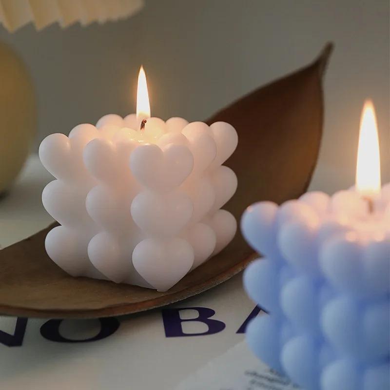 Molde de Silicone para Vela Bola Mágica Amor DIY Coração Pirâmide Colmeia Fabricação de Velas Chocolate Sabão Resina Molde Presentes Artesanato Decoração de Casa