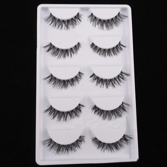 Cross 5 Pairslot Black False Eyelash Soft Long Makeup Eye Lashes Extensions