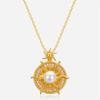 Luxury Female Crystal White Zircon Stone Pendant Necklace Vintage Gold Color Wedding  For Women