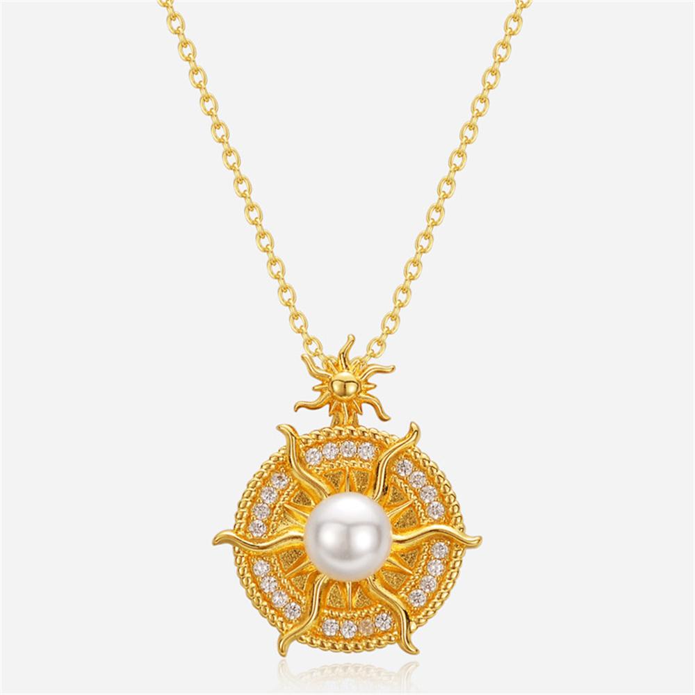 Luxury Female Crystal White Zircon Stone Pendant Necklace Vintage Gold Color Wedding  For Women