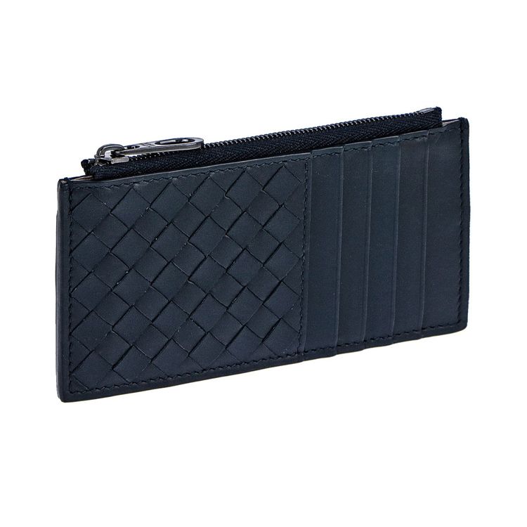 Bottega Veneta BV Woven Multifunctional Long Cowhide Card Holder Wallet Men Wallet Dark-Blue 566430-V4651-4013