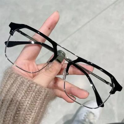 Black Business Square Frame Myopia Glasses Men Women Vintage Ultra Light Metal Frame Glasses Eyeglasses Vision Care -100~-600