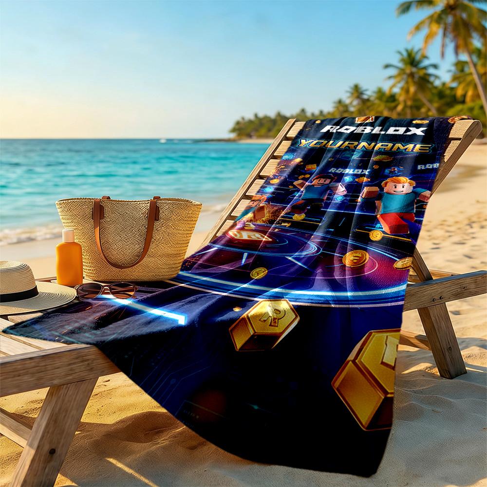 Roblox Personalized Text Beach Towel Super Soft Microfiber Quickdry Fabric Ideal for Travel Outdoor Swim Pool Yoga Surf Camping Hiking Gym Gift Holida