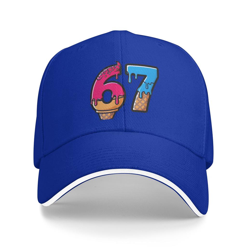 Summer Casual Baseball Cap Ice Cream Numbers 67 Design Outdoor Gym Hip Hop Hats For Unisex Sun Visor Cool Snapback Cap
