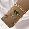 Green Water Droplet Simple Classic Chain Design Artificial Crystal Bracelet Snake A Gift Stackable Suitable For Daily Wear Women's 4pcs/set  Handmade
