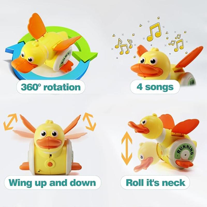 Kid Electric Musical Dancing Duck Simulated Foraging Free Rotation Duck Sound&Light Tummy Time Toys Crawling Toys for New Born