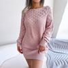 Women's Autumn And Winter Fashion Hollow Long-sleeved Pullover Sweater Dress