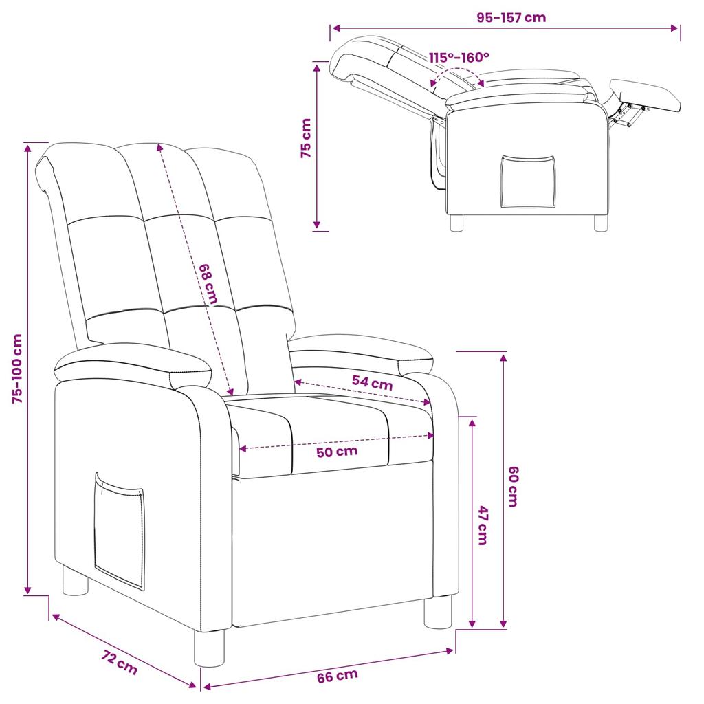 Recliner Chair Dark Grey Fabric