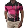 Men'S Casual Polo Shirt 3D Digital Printing Short Sleeve Splicing Color Trend Top