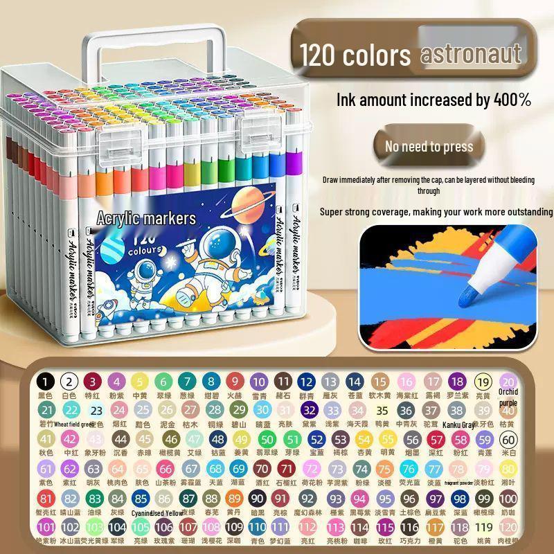 

Non-toxic Washable Acrylic Marker Set for Kids - Student Art & Watercolor Pens 24 Colors - Enhanced Ink Coverage