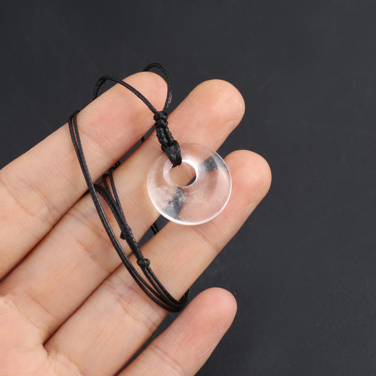 

1шт кристалл ожерелье кулон, круглый натуральный камень агат содалит нефрит аметист драгоценный камень кулон ожерелья для женщин мужчин ювелирные изделия подарки на день рождения 18 мм 1Pc-Clear Quartz/18mm