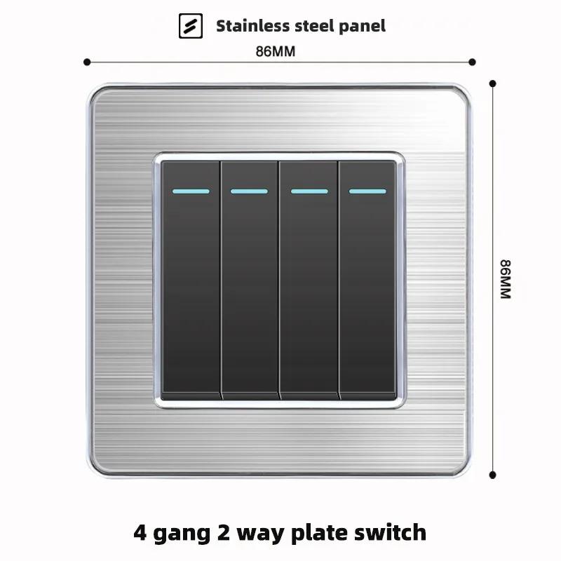 luxury Brushed Stainless Steel Wall Light Switch,Universal 5pin 18W Type-C Quick charging outlet,UK Standard Dual USB Socket