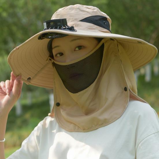 Fisherman Hat with Removable Fan Rotatable USB Fan Wide Brim Sun Hat UPF50+ Protection Adjustable Circumference Fishing Hat