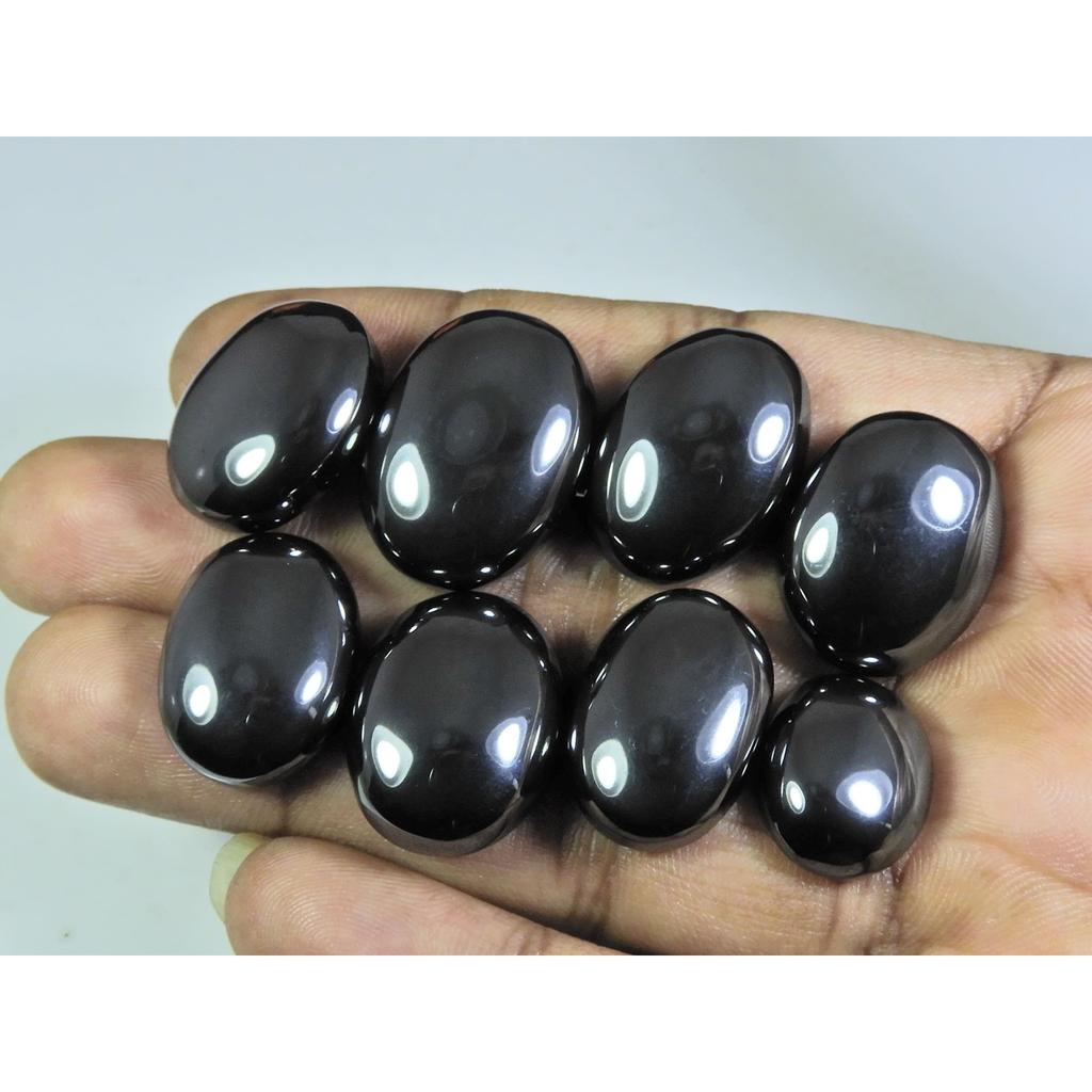 355Cts. Natural Hematite Oval Cabochon Loose Gemstone 8Pcs Lot 14X18-18X25MM A-310