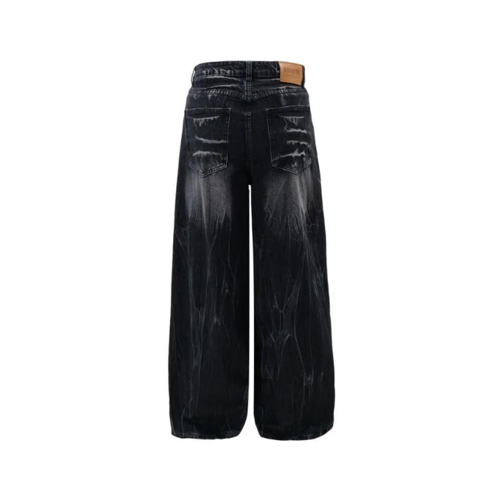 GLYDE Amerikanisch Gewaschen Alt Blitzmuster Vibe Jeans Herren Locker Weites Bein Hosen Jeans Neue Mode