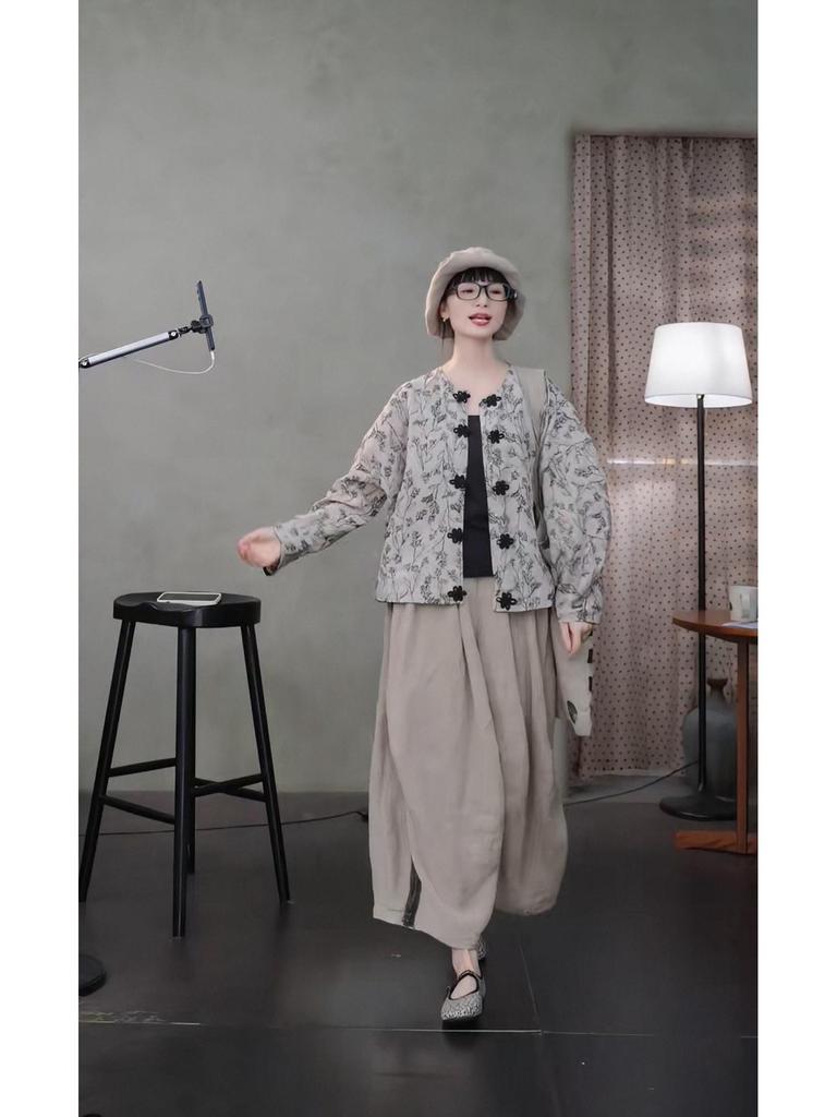 Highly Recommended Retro Floral Embroidery Lightweight Shirt - Autumn Chinese Style