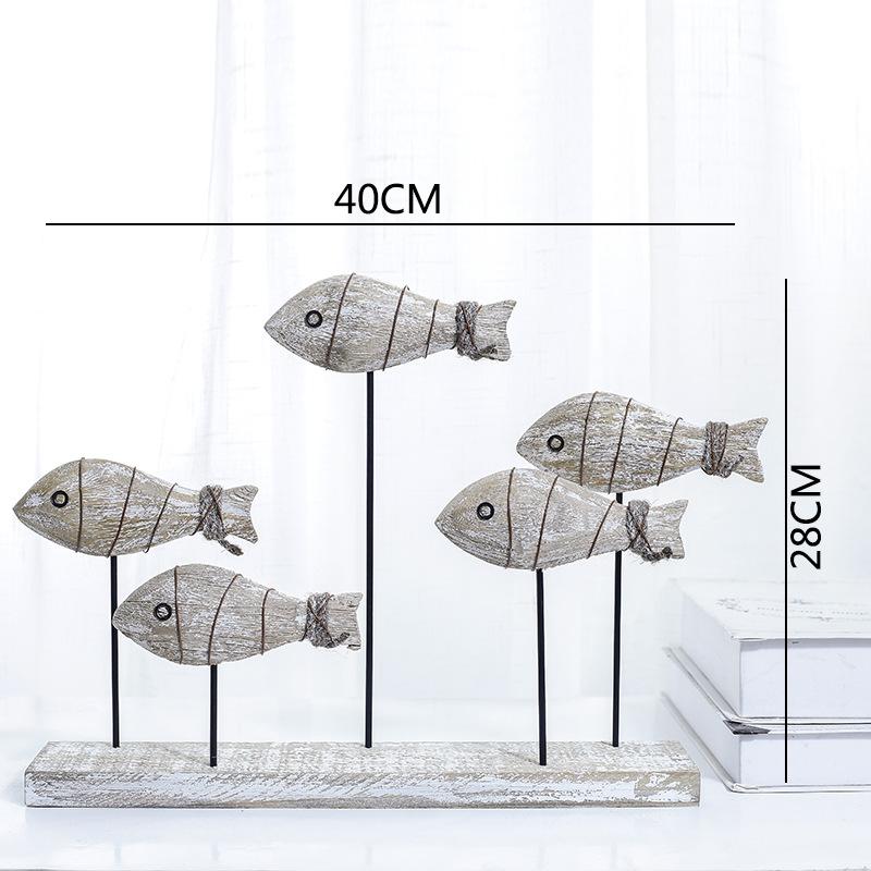 Colored Solid Wood Fishes Sea Wooden Crafts for Kindergarten Decor Mediterranean Style Ocean Series Carved Fish Home Decor