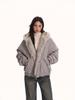 Unisex Thickened Cotton Jacket - American Style with Eagle Fur Collar & Fleece Lining for Winter Workwear