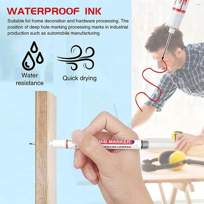 New 8Pcs/Set 20mm Deep Hole Long Nib Head Markers Metal Perforating Pen Waterproof Bathroom Woodworking Decoration Multi-Purpose
