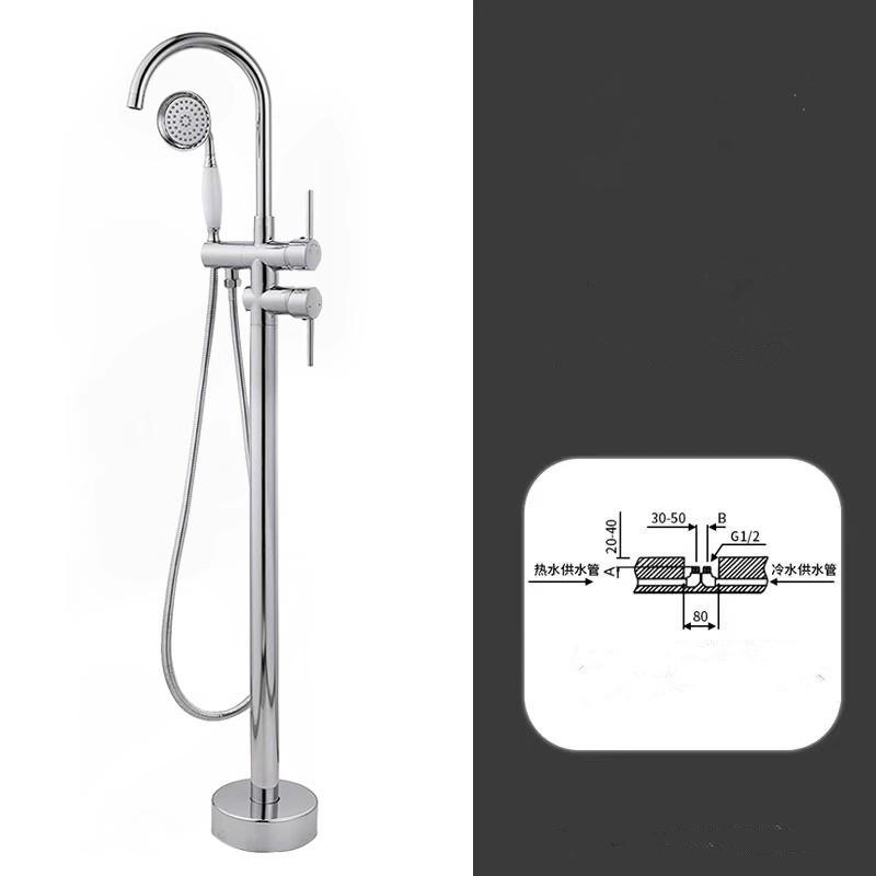 Tuqiu Antique Bathroom Bathtub Faucet With Hand Shower Hot and Cold Faucet Floor Standing Gold/Black/Chrome Bathtub Faucet