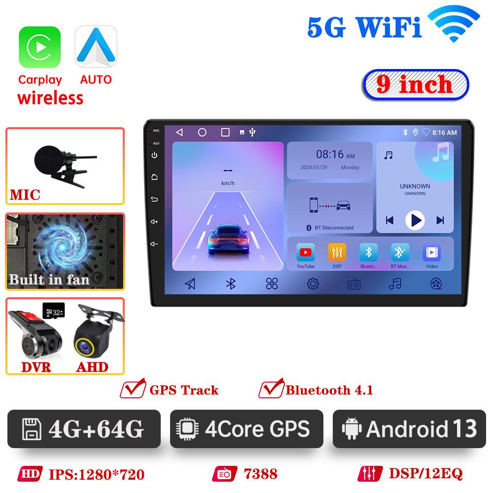Android 13 Car Radio BT Multimedia Player GPS Wireless Carplay Auto For Toyota Hyundai Nissan Kia Suzuki ISO DVR Head Unit