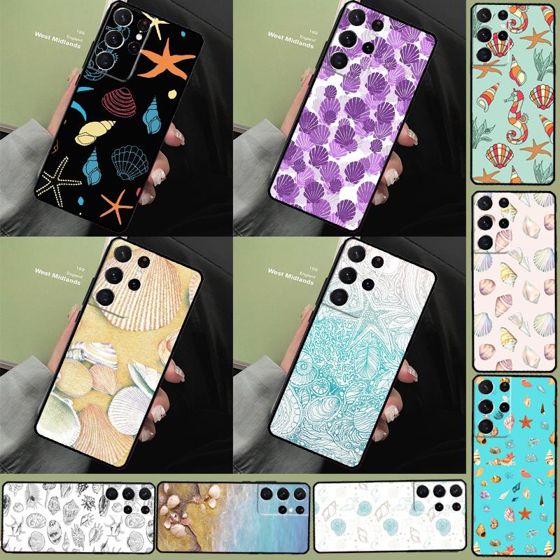 Seashell Shell Sea Art Phone Case For Samsung Galaxy S25 Ultra S9 S10 S20 S22 S21 Plus S23 FE S24 Ultra Full Cover