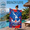 Custom Name Beach Towel Crystal Palace Crest Art Microfiber Beach Towel, Lightweight for Summer Travel, Swimming Pool Fan Birthday Gift