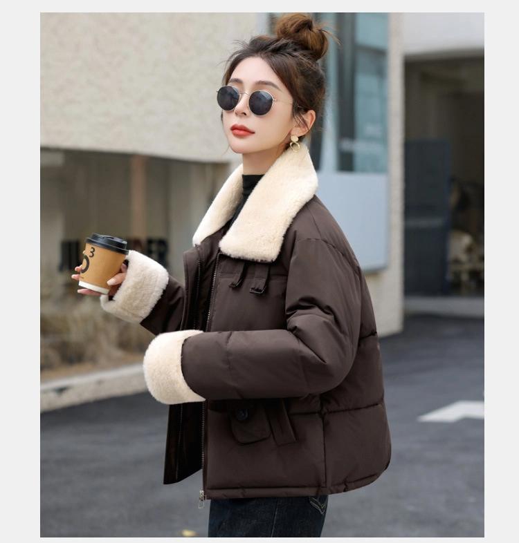 Women's Faux Wool Lapel  Down Cotton-padded Jacket