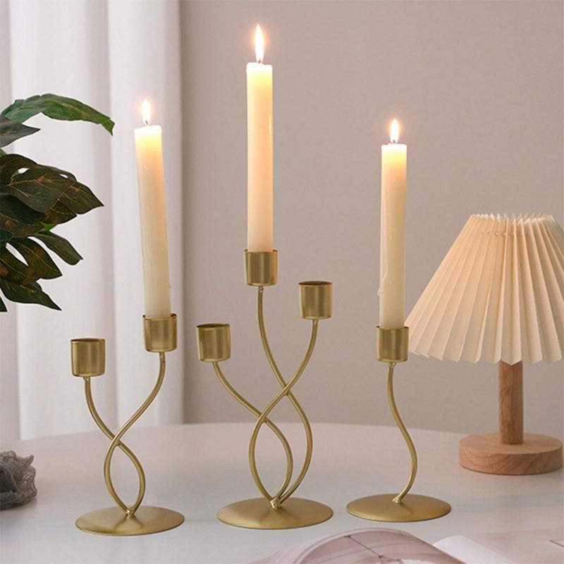 Iron Candlestick Holder Nordic Wedding Metal Candle Stand for Home Room Decor