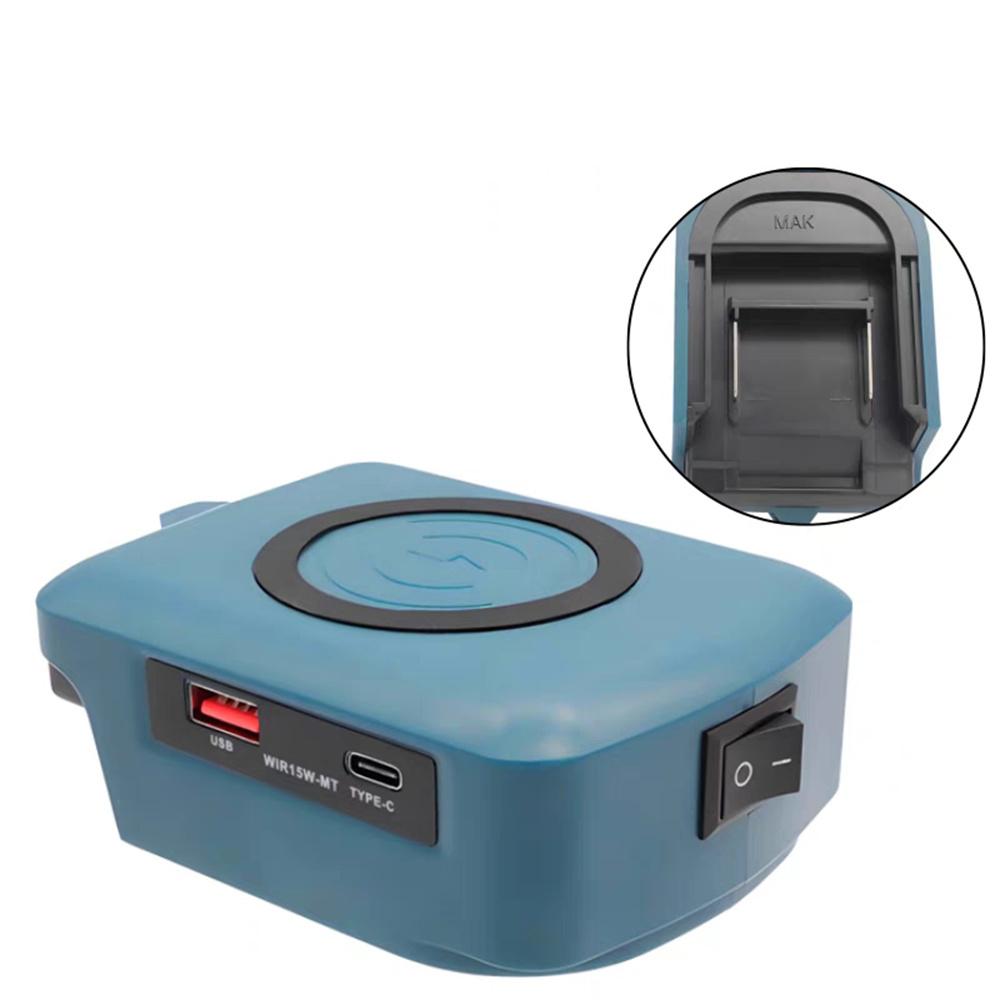 

Wireless Charger Adapter with Type-C &USB Charge Ports For Makita 18V Li-ion Battery