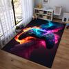 Gaming Controller Design Rug with Neon Colors and Abstract Smoke Pattern Suitable for use as an anti-slip for living room bedroom sofas
