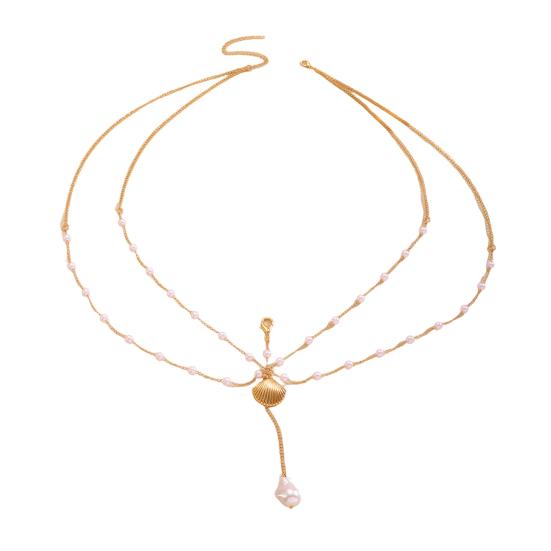 Body Chain Layered Double-Layer Chain Body Chain with Marine Theme Imitation Pearls Shells Starfish Drape Design