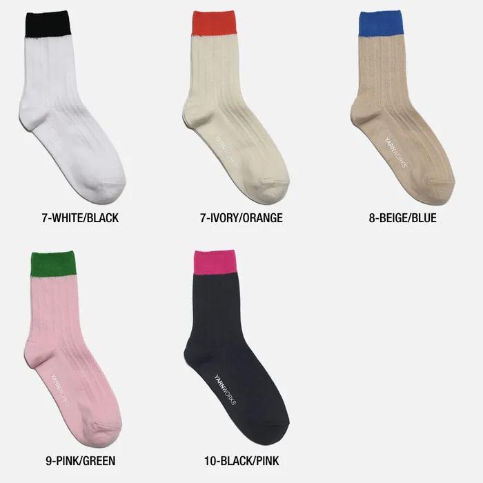 [Select Color 3-Pack][10 Colors] work#22 / Mesh & Rib Pattern Fashion Socks