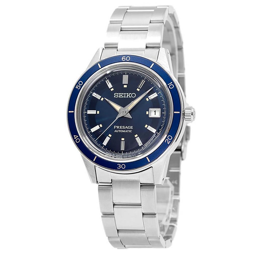 

Восстановленные мужские часы Seiko Presage Style 60 s из нержавеющей стали с автоматическим механизмом SRPG05J1 синий