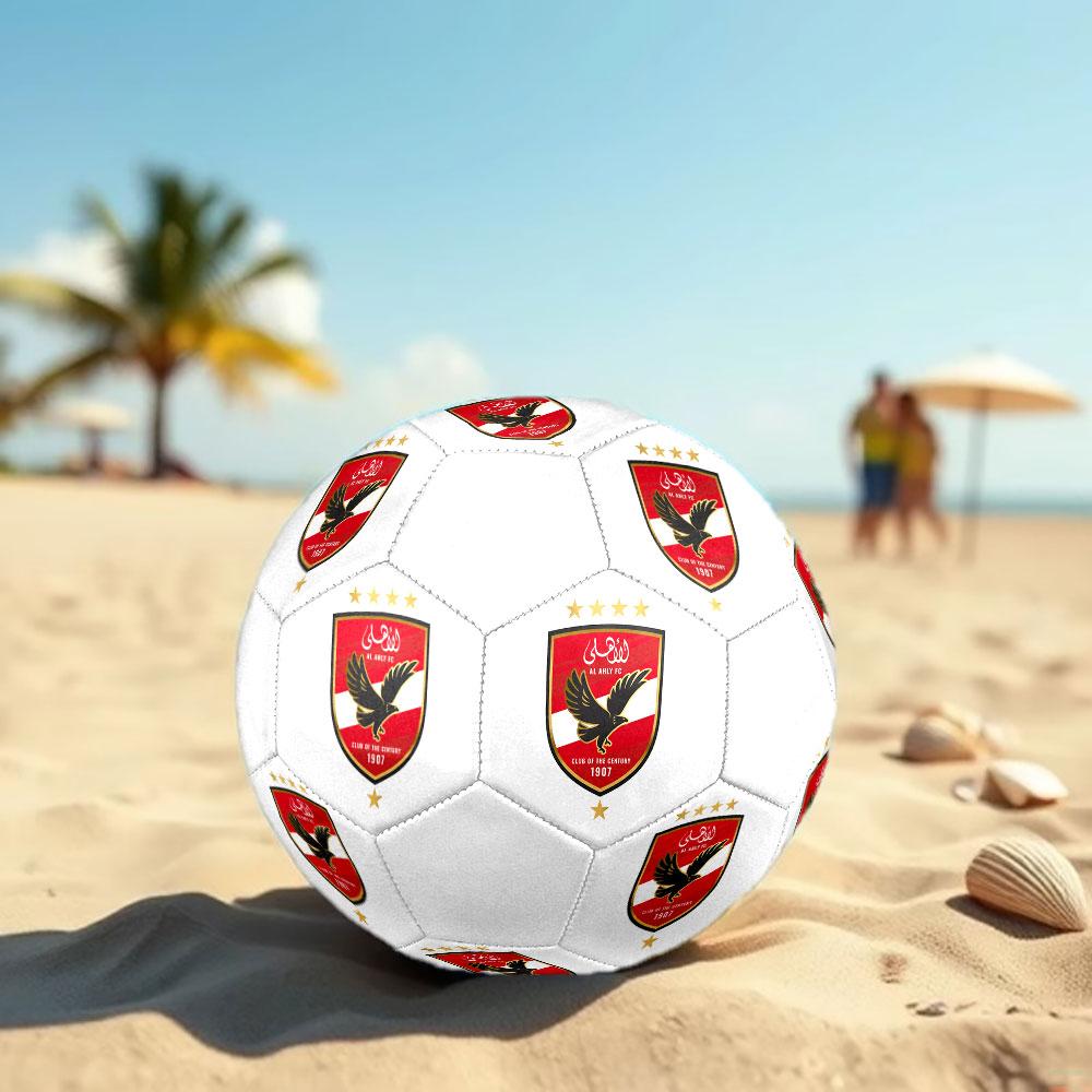 Al Ahly SC Size 5 Soccer Ball, Machine-Stitched PVC, Durable & High Bounce, All Ages Fit, Fan Merchandise, Matches & Outdoor Use.