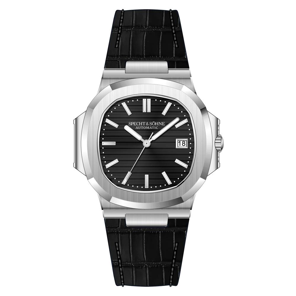 2025 Specht & Söhne 40MM Cubic 5711 Herenhorloge Mechanische Horloges Roségoud Roestvrij Staal Saffierglas 50M Waterdicht