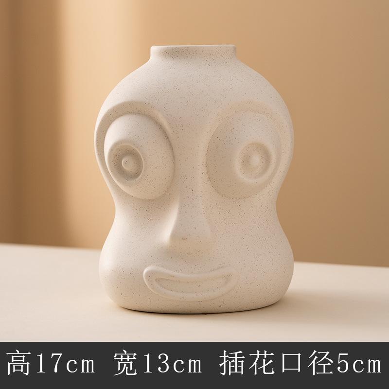 Ceramic vase face ornament living room flower arrangement creative home flower device Nordic funny dried flower vase