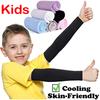 Sun Protection Arm Sleeves For Kids 4-12 Years Summer Sports Cooling Long Arm Cover Girls Boys Elastic Ice Cycling Beach Sleeve
