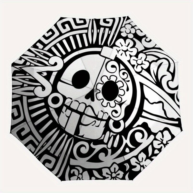 1pc Day of the Dead, Skull Automatic Open/Close Umbrella, Portable Folding Umbrella for Travel, Themed Events, It Is Suitable As a Gift for Various Fe