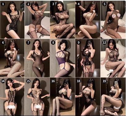 Sexy Lingerie Tight Sexy Suit Uniform Seduction Women's Transparent Open Crotch Mesh One-piece Stockings Mesh