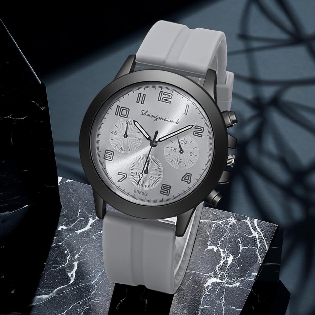 Watches for Men Casual Quartz Watches Man Silicone Strap Quartz Wristwatch Fashion Simple Round Glass Dial Date Watch Reloj