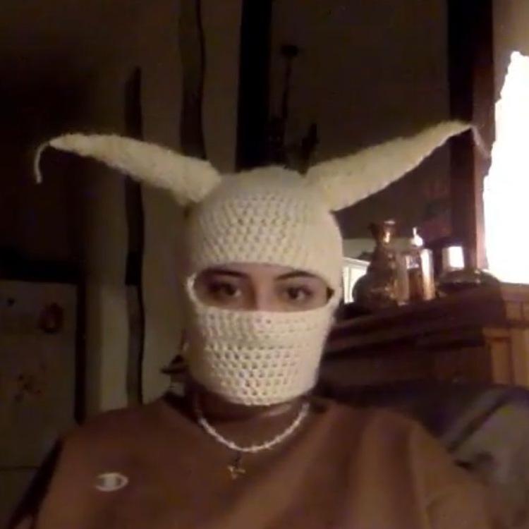 Y2K Style Crochet Halloween Party Cow Horn Parent-Child Ski Mask Hat