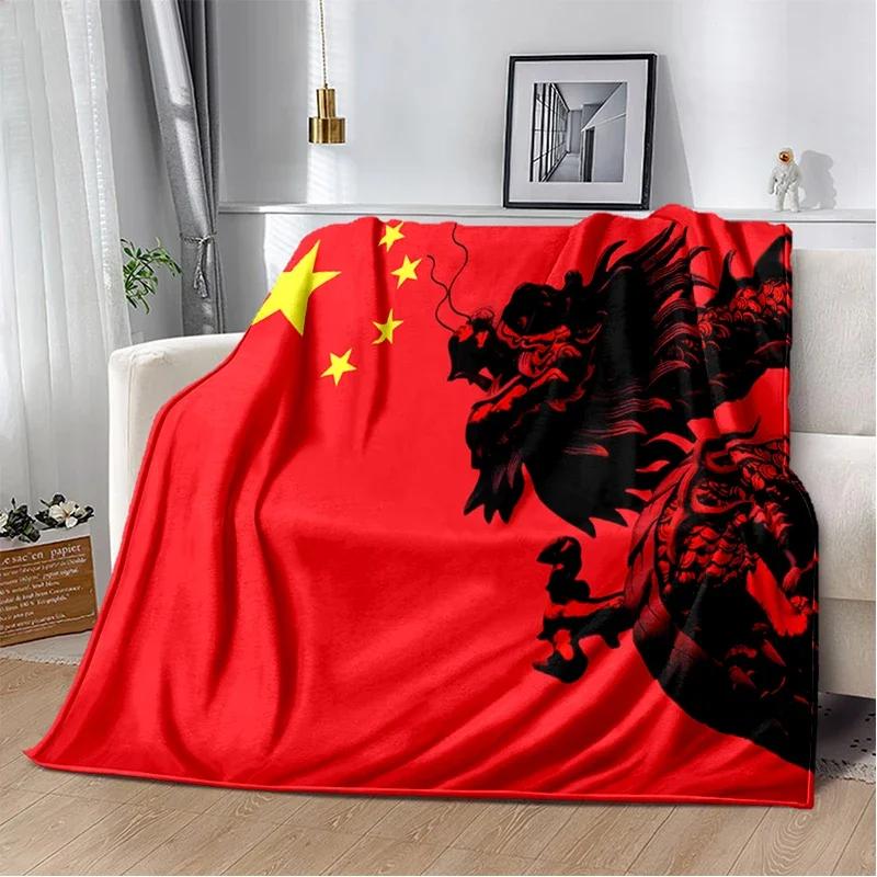 3D Print Chinese Dragon Blanket Soft Sofa Cover Throw Blanket Fleece Tapestry Lightweight Warm Bed Blankets for Bedroom Couch