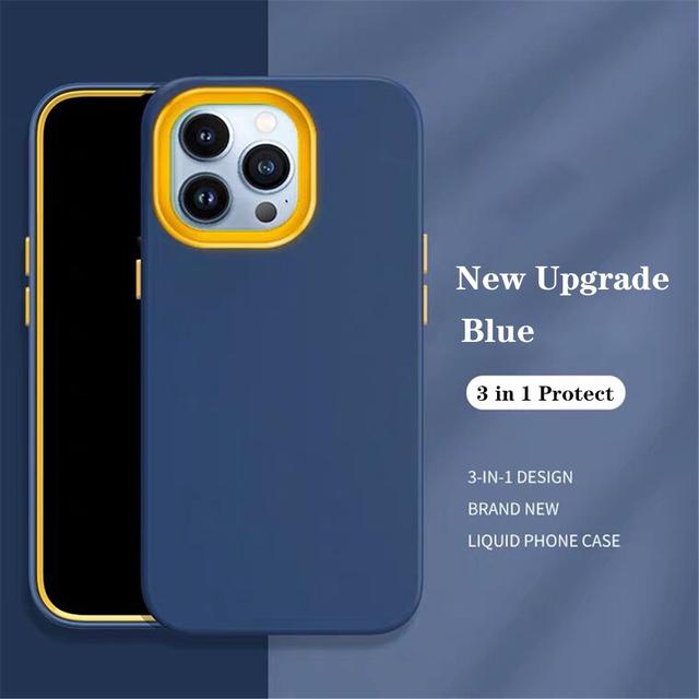 Original Liquid Silicone 3 In 1 Shockproof Armor Case For Iphone 12 13 Mini 11 Pro Xs Max X Xr Se3 7 8 6s Plus Se2 Soft Bumper