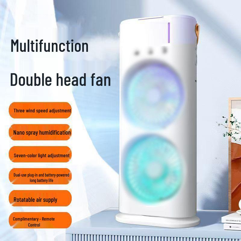 Leiser Dreikopf-Schreibtisch-Kühlventilator mit Dreifach-Sprühfunktion und Fernbedienung