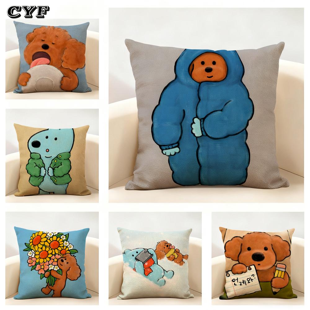 Puppy Life Cushion Cover Household Decoration Linen Sofa Cushion Cover: Skin-Friendly & Breathable With Invisible Zipper