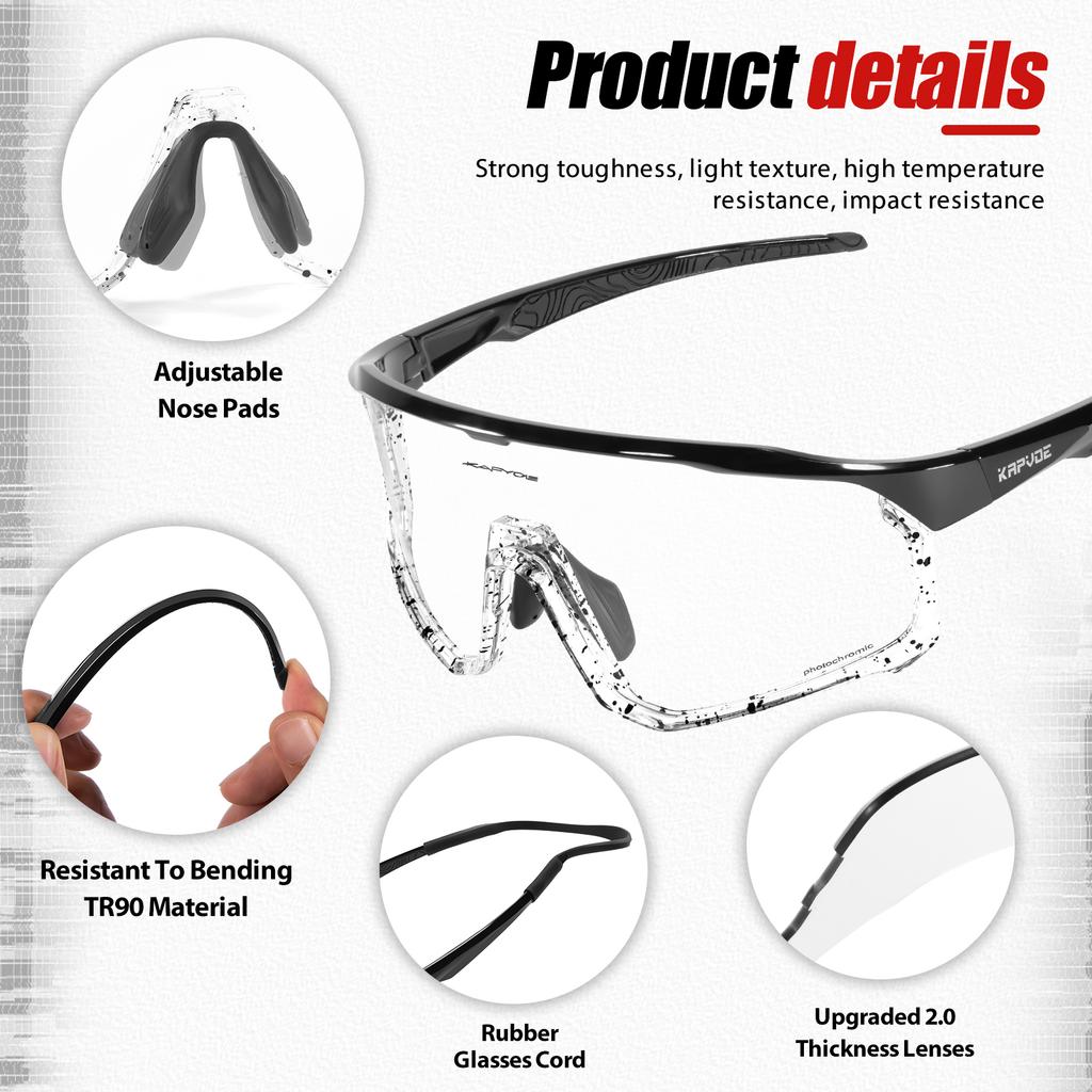 Pochromic Cycling Sunglasses Cycling Glasses UV400 Bicycle Goggles MTB Sports Eyewear Sunglasses Outdoor Bike Glasses