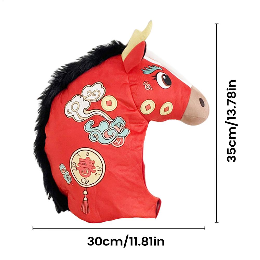 

Horse Head Hat 2026 Year of the Horse Plush Headwear Photo Booth Headgear for Adults Stage Performance Content Creators Themed