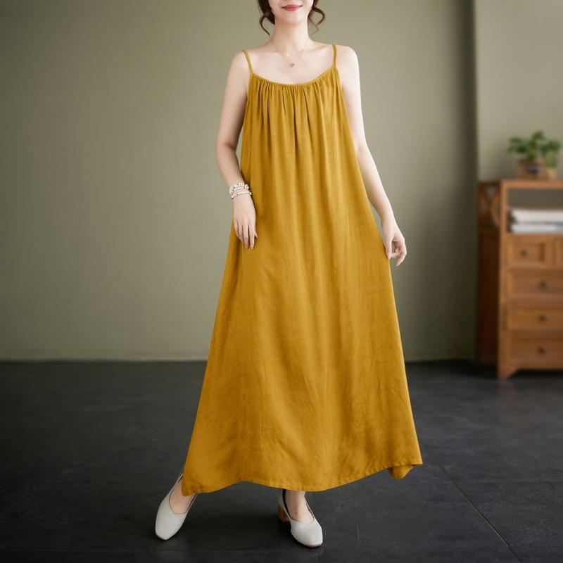 Sleeveless Strap Plus Size Vintage New In Dresses For Women Casual Loose Long Summer Dress